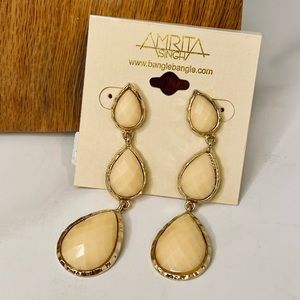 Amrita Singh bangle bangle white jade gold drop post earrings NWT east hampton